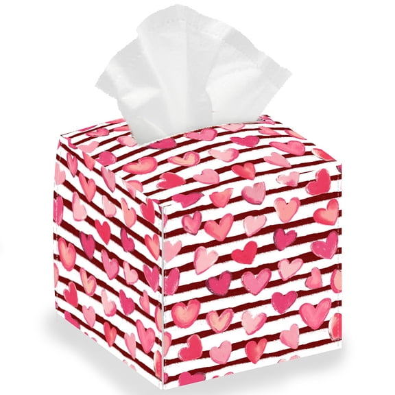 Red Heart Tissue Leather Box Love Tissue Case Cover Foldable Tissue Storage Box DIY Waterproof Paper Towel Case Container Organizer Tissue Holder