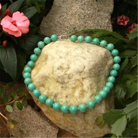 22 in. 16mm Round Stabilized Turquoise Necklace