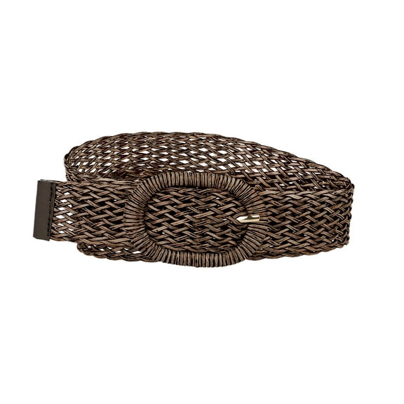 INSPIRE CHICWomens Skinny Waist Belts Braided Woven Bohemian Belts for Dress Metal Buckle 22.83-33.07" Coffee
