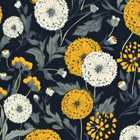 Vintage Peel and Stick Wallpaper 23.6in x 9.8ft Dandelion Wildflower Mustard Yellow White Dark Blue Vinyl Self-Adhesive Contact Paper Removable Wall Paper for Bedroom Bathroom Renter Friendly