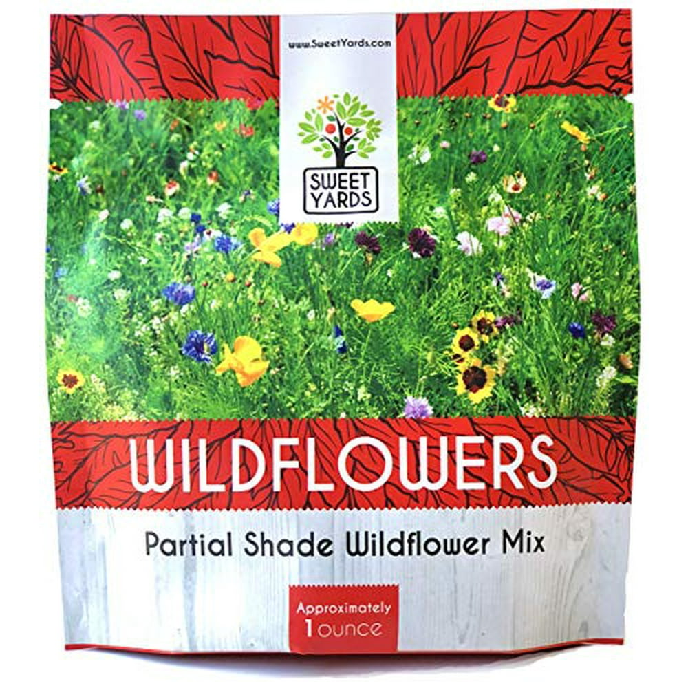 Wildflower Seeds Partial Shade Mix 1 Ounce Over 7,000 Open Pollinated