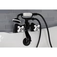 thumbnail image 2 of Kingston Brass KS267PXMB Kingston Three-Handle 2-Hole Deck-Mount Clawfoot Tub Faucet with Hand Shower in Matte Black, 2 of 7