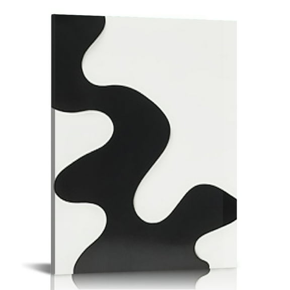 COMIO Black and White Wall Art Abstract Art Large  for Bathroom, Minimalist Wall Decor Black and White Abstract Wall Art Modern Art (Framed Black 16x20)