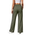 thumbnail image 3 of HomeDM Womens Wide Leg Pants Side Slit Hem High Waisted Sweat Pants Army Green Comfy Joggers with Pockets Size XL, 3 of 9