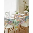 thumbnail image 2 of Spring Easter Rectangle Tablecloth, Bunny Eggs Floral Leaves Farm Wooden Grain Waterproof & StainResistant Tablecloth, Washable Oil-proof Table Cover for Dining/Party/Wedding/Camping/Buffet 60x102 In, 2 of 9