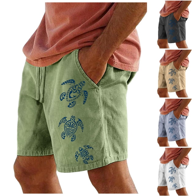 Shorts Men Resort 3D Printed Shorts Elastic Waist Drawstring Boxer Shorts White XXXL