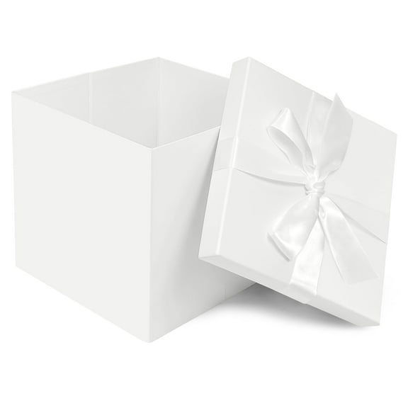 Large White Gift Box 10x10x10 Inches, Gift Boxes with Lids, Package Box for Thanksgiving Day, Birthdays, Wedding, Christmas, Graduations, Anniversaries and Valentine's Day Presents