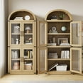 thumbnail image 4 of 71.4” Tall Arched Bookshelf,Modern Farmhouse Bookcase with Glass Doors,Wooden Display Cabinet 15.83in Depth Display Storage Shelves Rounded Bookcases Versatile Bookshelf for Living Room,Bedroom, 4 of 9