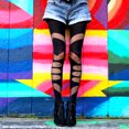 thumbnail image 5 of Goth Punk Alt Leggings Grunge Distressed Tights Gothic Accessories Rave Stockings Sexy Patterned Ripped Pantyhose Apocalyptic Pants, 5 of 6