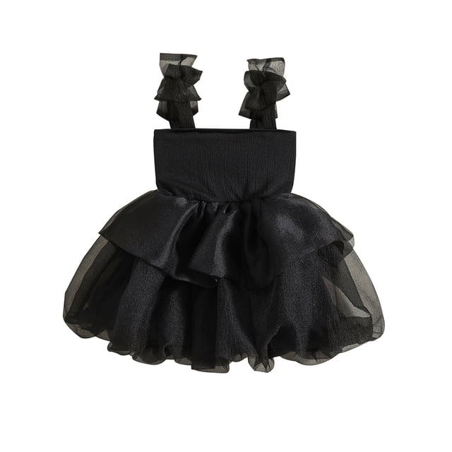Fortune 1-6 Ans Fille une Ligne Robe Bambin Sans Manches Arc Tulle Robes Robe d'Anniversaire d'Été