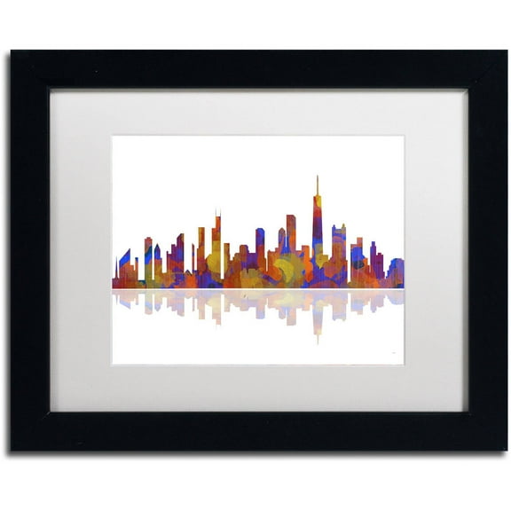 Trademark Fine Art "Chicago Illinois Skyline 2" Canvas Art by Marlene Watson White Matte, Black Frame