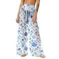 thumbnail image 2 of Gamivast Beach Cover up Pants for Women Floral Graphic Mesh Wide Leg Beach Pant Boho Flowy Elastic Waist Lightweight Swimwea Summer Vacation Outfits, 2 of 5