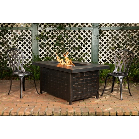 Fire Sense - Armstrong Rectangular Aluminum LPG Fire Pit - Antique Bronze