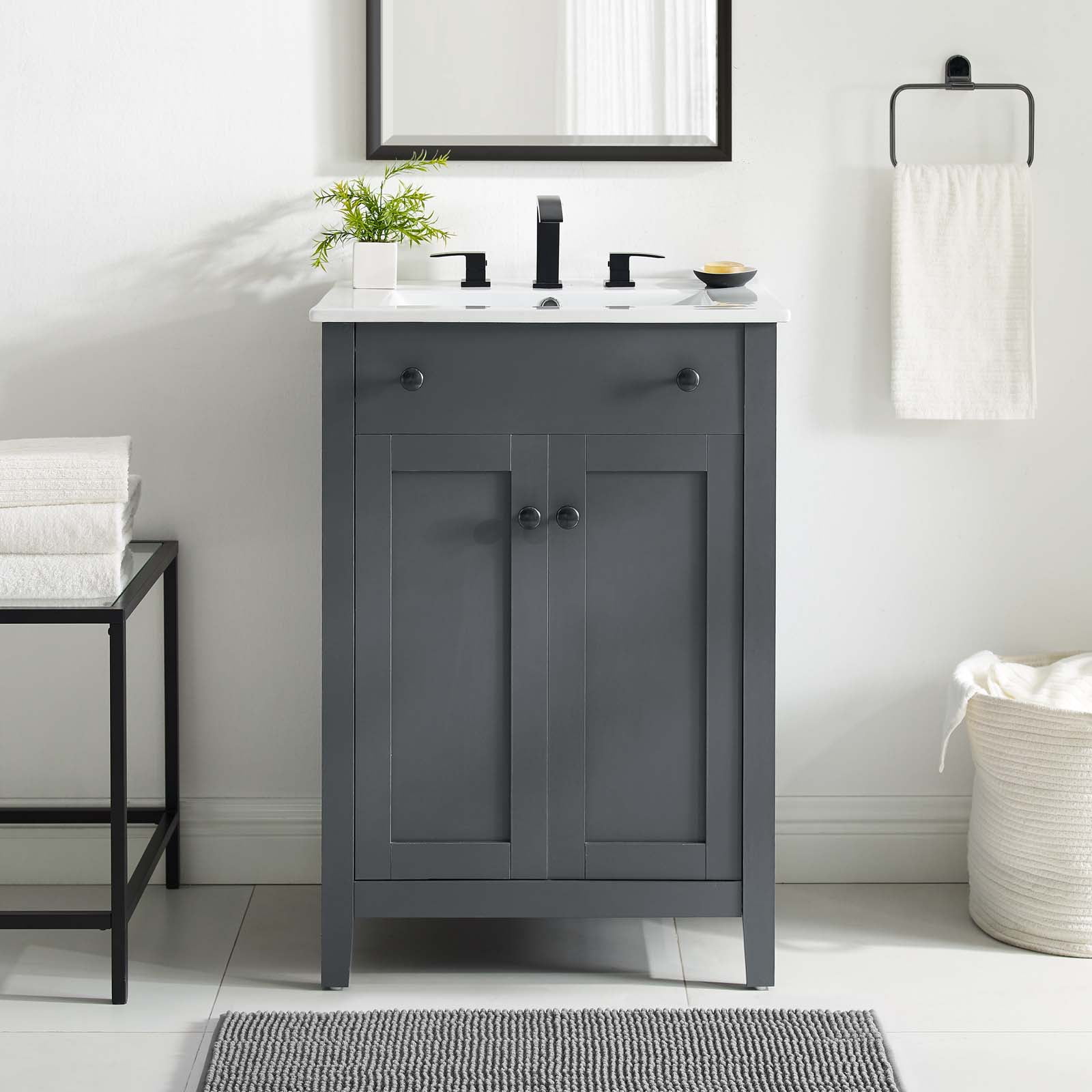 Modway Render 24 Bathroom Vanity with Sink in Gray Black