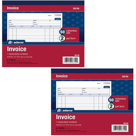 Adams Invoice Book, 2 Part, Carbonless, 8.38 x 7.19 Inches, 50 Sets per ...