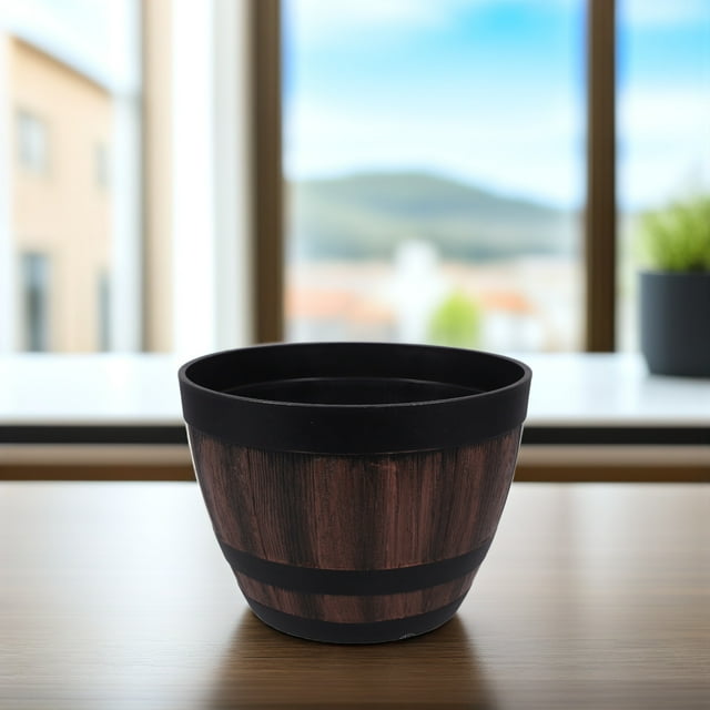 HONMEET Barrel Planters Flower Pot Multi Resin Planter for Patio Plant Enthusiasts 1Pcs