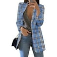thumbnail image 2 of Sopiago Womens Business Blazer Casual checkered pattern Professional Work Suit Jacket with Pockets Blue,XL, 2 of 5