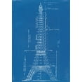 thumbnail image 2 of Vintage Apple Collection 24x32 Black Ornate Wood Framed with Double Matting Museum Art Print Titled - Eiffel Tower Blueprint, 2 of 4