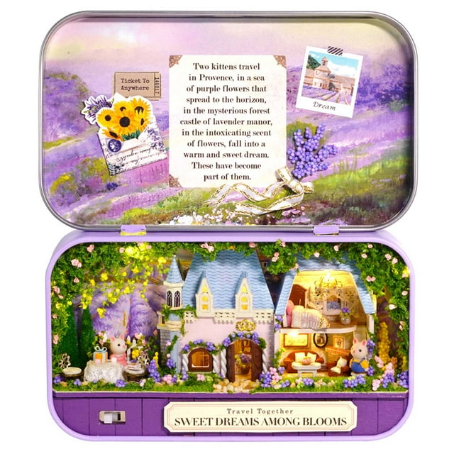 DIY Miniature Dollhouse Kit, Exquisite Decorative DIY Dollhouse Kit Creative Battery Operated With LED Light For Christmas Gifts For Valentine's Day Gift
