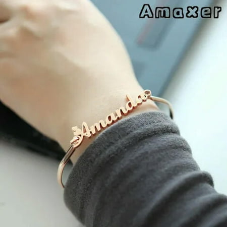 Custom Adjustable Bangle Personalized Name Bracelet Women Dianty Jewelry