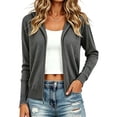 thumbnail image 2 of WQNVRNR Womens Hooded Cardigan- Casual Fall Winter Long Sleeve Zip Up Warm Outerwear Dark Gray Size M, 2 of 6