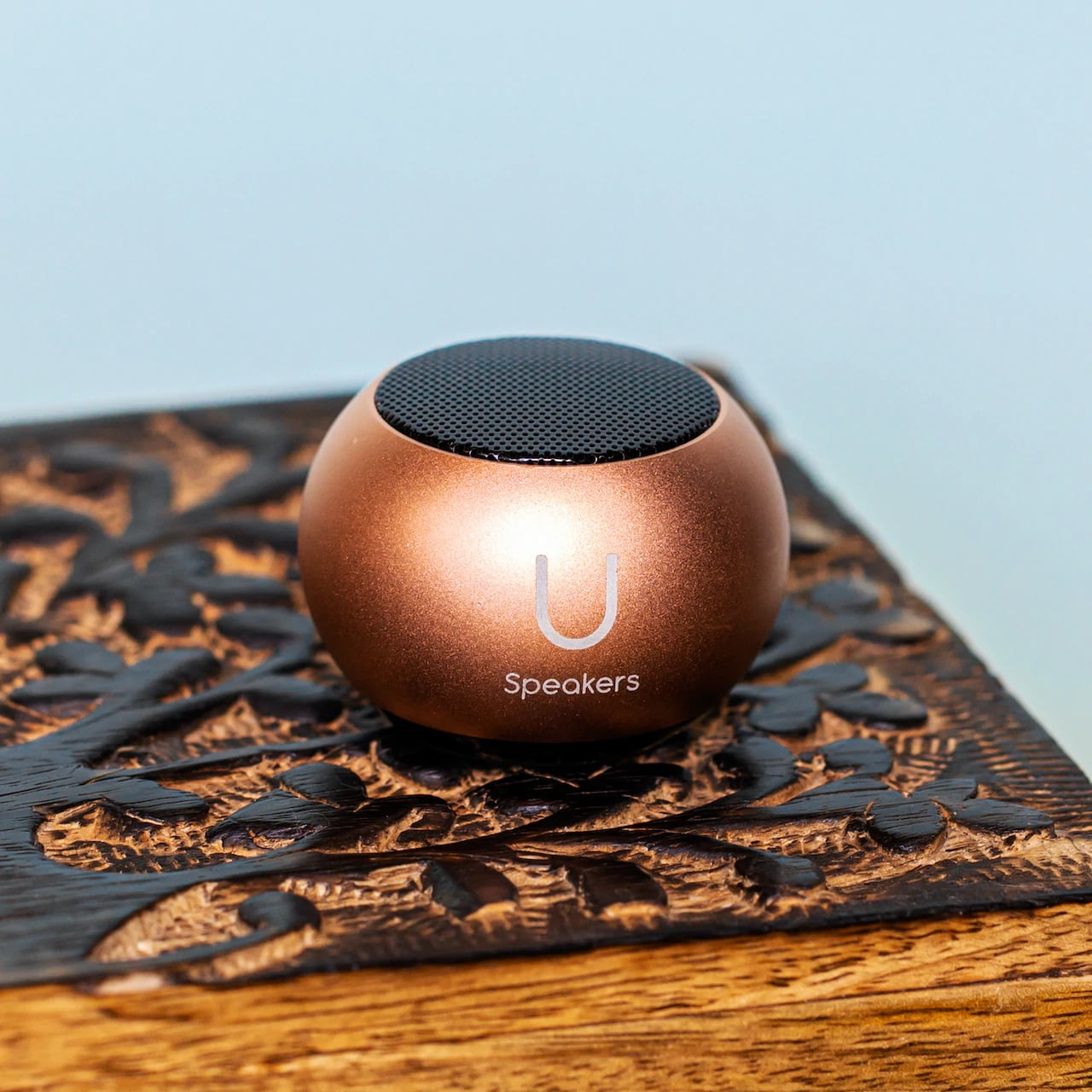 Fashionit U Speakers Mini Bluetooth Computer Speaker 2-Pack Bundle with Matching Speaker, Built-In Mic & Selfie Remote Control, for Workspace, Desktop, Laptop, Mobile, Tablet, PC - Rose Gold