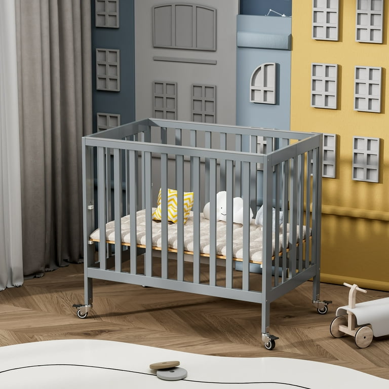 Foldable crib outlet on wheels