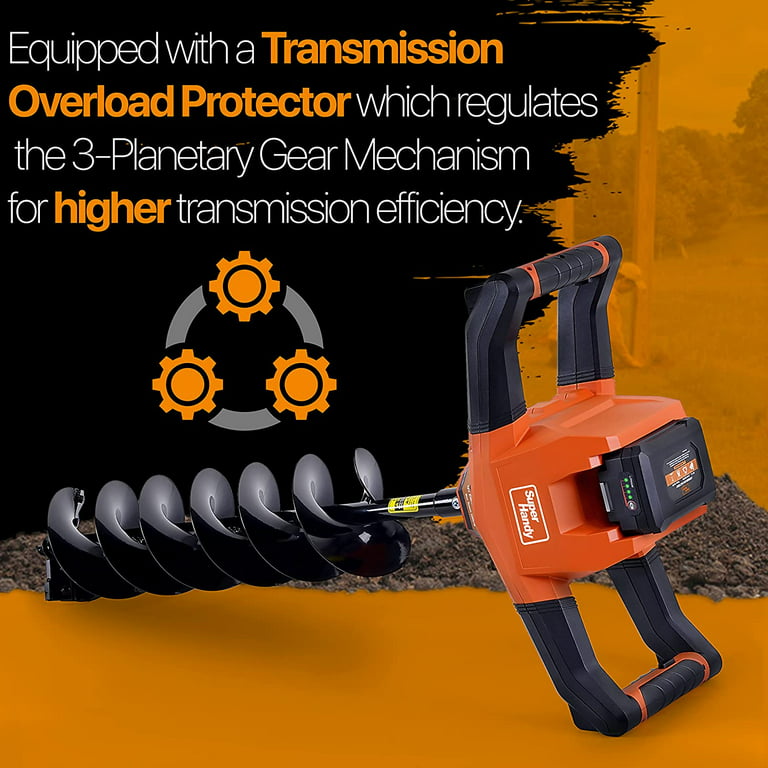SuperHandy Electric Earth Auger and Drill Bit - 48V 2Ah Battery