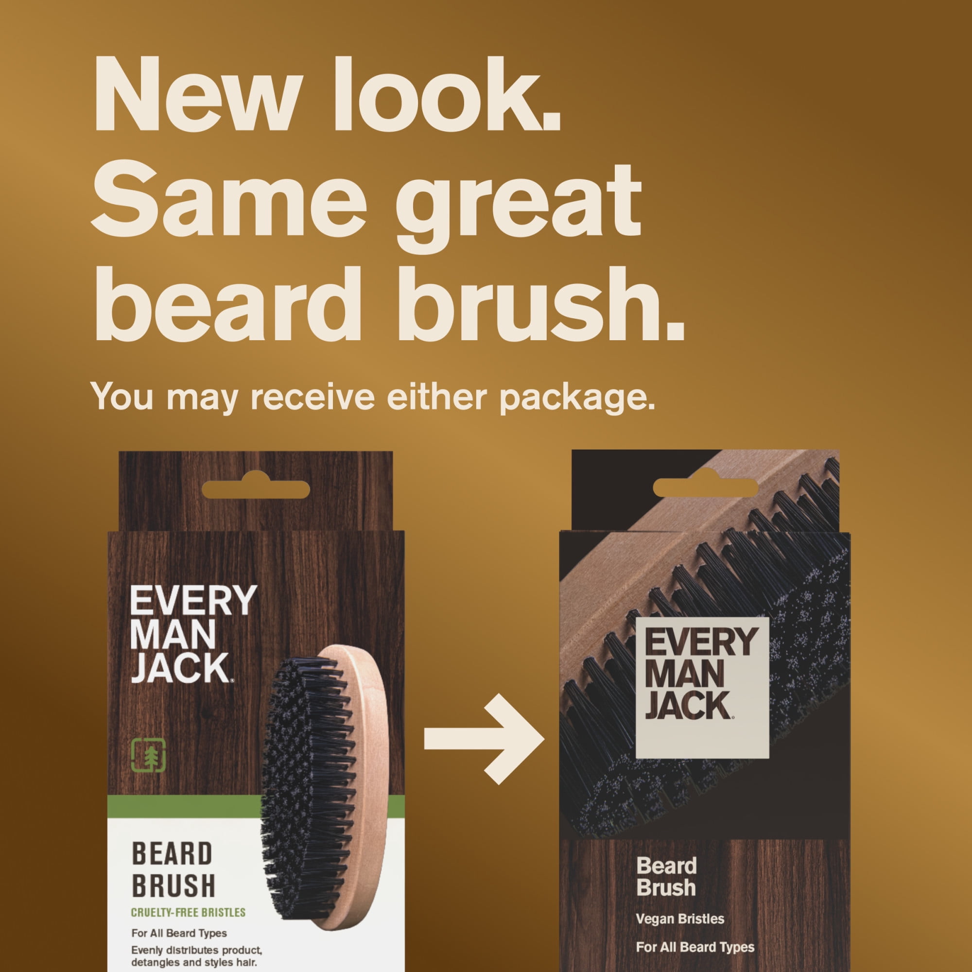Every Man Jack Men's Beard Brush with Cruelty-Free Vegan Bristles