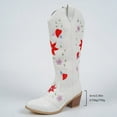 thumbnail image 7 of Rokment Flower Wide Calf Cowboy Boots for Women 2025 Fall Winter Fashion Embroidered Knee High Western Cowgirl Tall Boots White Size 9.5, 7 of 7