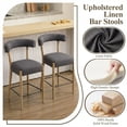 thumbnail image 6 of Dayalane 26.5" Counter Height Barstools Set of 2, Modern Farmhouse Bar Stools with Curved Back and Rubberwood Frame Upholstered Linen Kitchen Stool for Counter Bar Island Bar Pub, Charcoal, 6 of 12