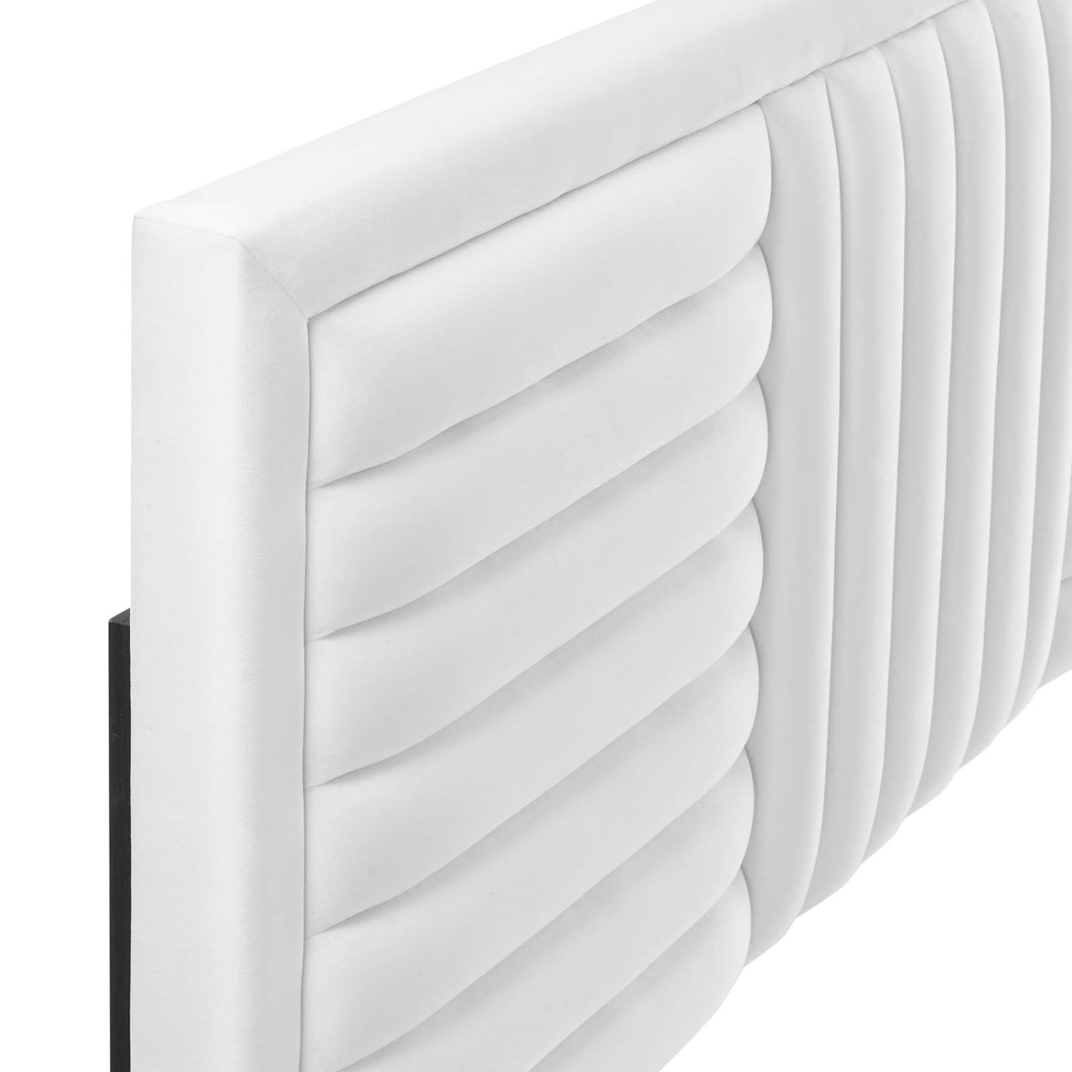 Tufted Headboard, Full Queen Size, White, Velvet, Mid Century Bedroom, Modern Contemporary Boutique HB35250