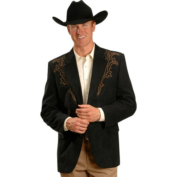 Circle S Mens Black 100% Microsuede Galveston Boot Stitch Jacket Blazer 50 RX