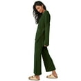 thumbnail image 2 of FIOPHY Womens 2 Piece Lounge Sets Fall Knit Outfits Button V Neck Tops Wide Leg Pants, 2 of 7