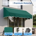 thumbnail image 5 of 6x2 FT Outside Window Awning, Door Awnings for Sunshade & Waterproof, Patio Manual Retractable Awning for Door Entrance in Balcony, Backyard, Garden, Dark Green, 5 of 7