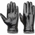 thumbnail image 1 of Men's Genuine Black Leather Gloves. Touchscreen Texting Fleece Lined Sheepskin - Winter Accessories, 1 of 4