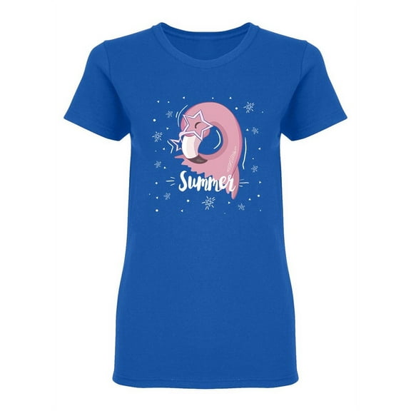 Cute Flamingo Cartoon Design Shaped T-Shirt Women -Image by Shutterstock, Female Small