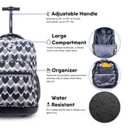 J World Girls Sunrise 18 Rolling Backpack for School and Travel, Heart Dot