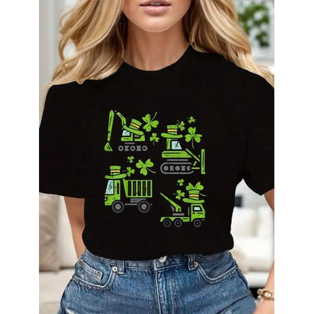 Stylish Shamrock St Patrick'S Day Graphic Tees Cotton Soft Stylish Casual Short Sleeve Crew Neck TopCamisetas de verano para mujer, manga corta, cuello redondo, casual, lindo, con gráficos, camisetas