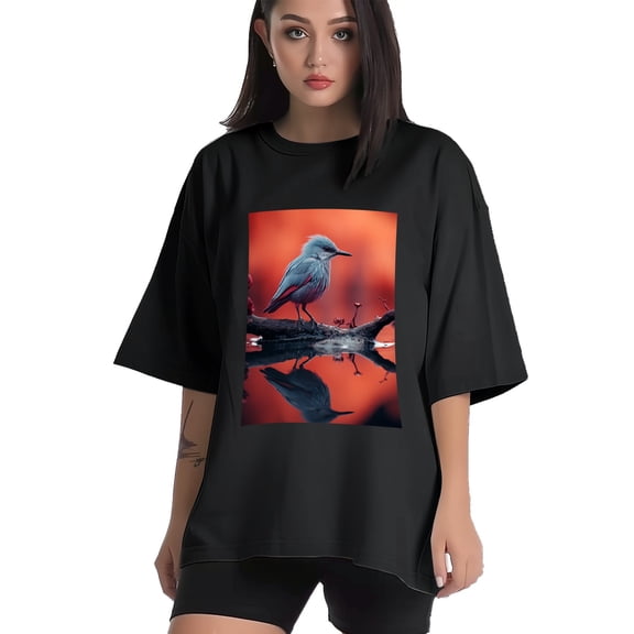 Plus Size Shirt for Women Black Tops for Women Short Sleeves Shirt for Women Blue Bird3 T Shirt Crewneck Shirt for Women XS