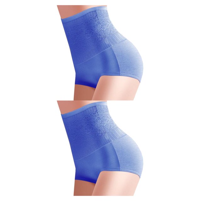 Sonducket Bragas de mujer, Color sólido, cintura alta, transpirable, reemplazo, Flexible, después del parto, calzoncillos, lencería, Azul oscuro 2piezas