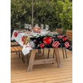 thumbnail image 2 of Outdoor Tablecloth with Umbrella Hole and Zipper, Black Red Christmas Rectangle Table Cloth 60x102 Inch Waterproof Tablecloth, Snowman Xmas Tree Ball Gifts Winter Picnic Table Cover for Patio Camping, 2 of 7