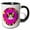 Black/White, variant on 3drose, Funny Cat Face Against the Purple Background Inside Round Frame Gift, 15oz Mug