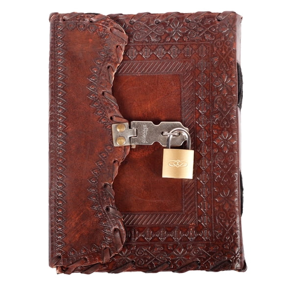 TUZECH Leather Journal for Men and Women Leather Diary to Write Poems,Sketchbook, Record Keeping Notebook Personal Memoir with Lock and Key - Unlined (Brown)