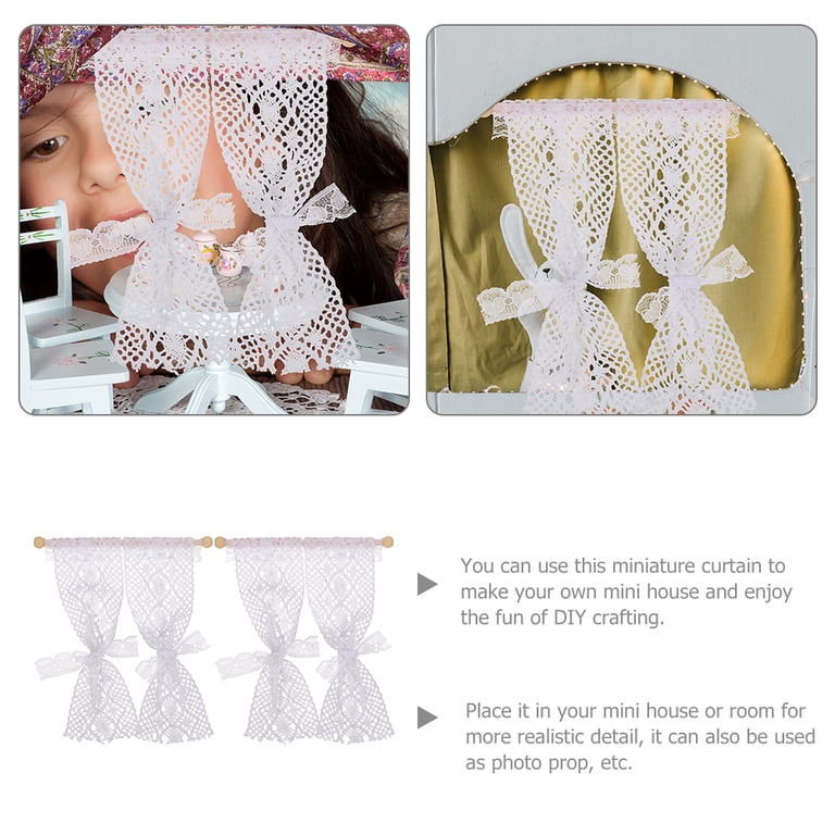 Melody Jane Dollhouse Aqua Curtains On Rail - 1:12 Scale Miniature Window Accessory For Dollhouses