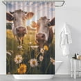 thumbnail image 2 of Farmhouse Highland Cow Funny Cattle And Flower Shower Curtain Cloth Fabric Bathroom Decor with Hooks, 2 of 5