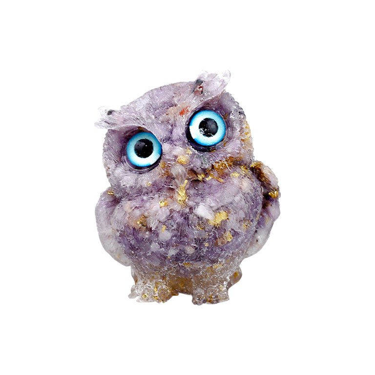 JeashCHAT Crystal Gravel Epoxy Owl Ornament Desktop Placement Car  Decoration Cute Colorful Resin Owl Ornament Table Decoration Set Home  Statue