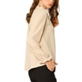 thumbnail image 4 of INSPIRAR CHIC Blusa de Manga Larga con Cuello Alto y Botones para Mujer con Volantes en el Dobladillo Talla S Color Albaricoque, 4 of 8