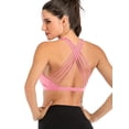 thumbnail image 6 of Women's Seamless Strappy Crisscross Back Comfort Sports Active Fashion Bra Top Yoga Bra Pink/Black/Purple, 6 of 7