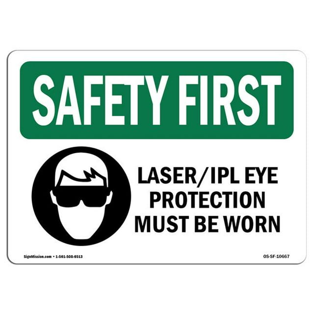 SignMission OS-SF-P-710-L-10667 OSHA Premier Signe de Sécurité - Protection des Yeux au Laser Ipl Doit Être Porté avec Symbole